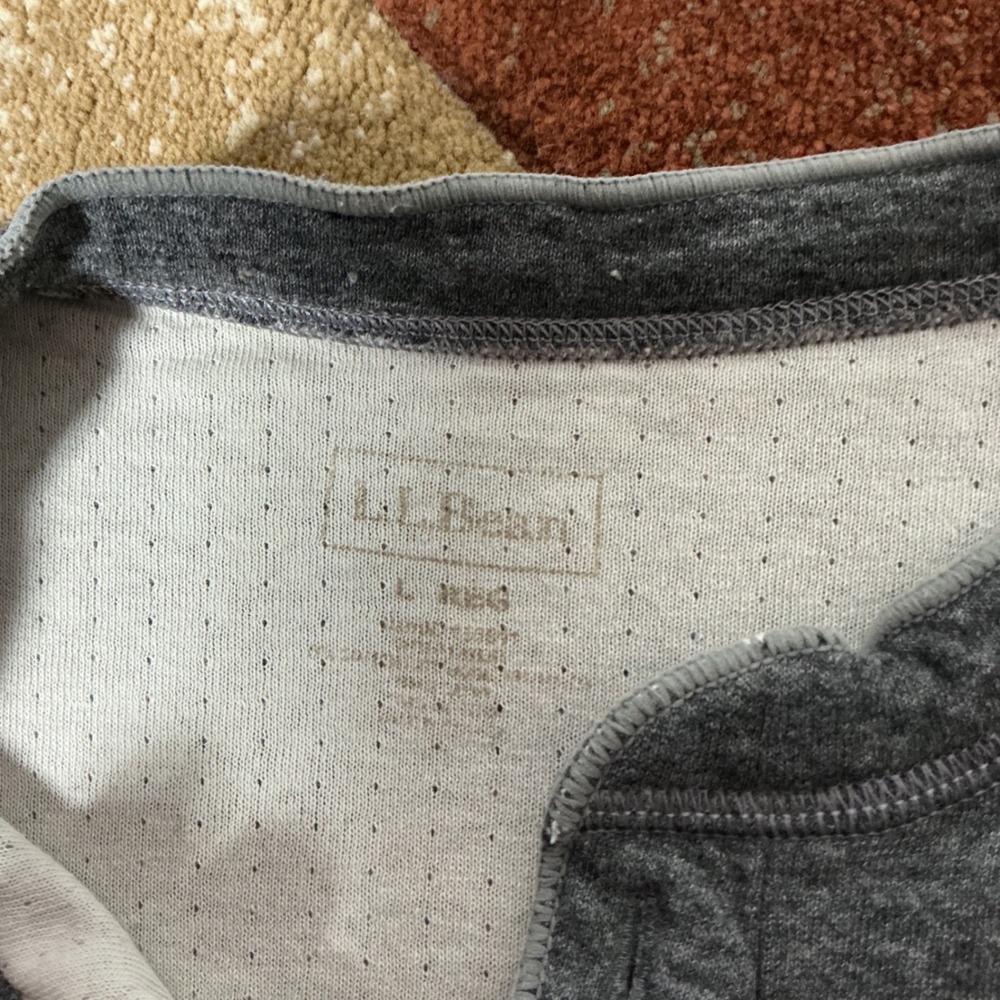 LL Bean Mens Henley Shirt Long Sleeve Gorpcore Waffle Lined Large RN71341 - Picture 3 of 7
